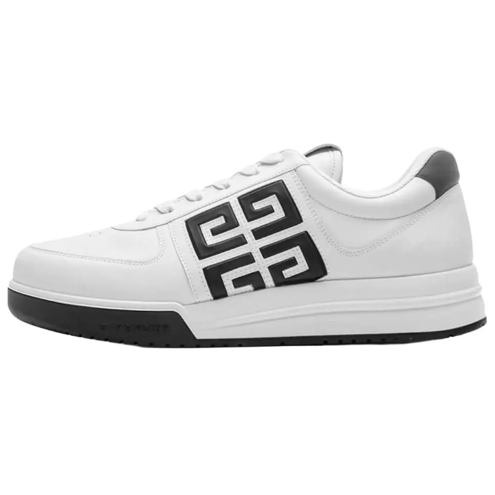 Givenchy G4 Leather Low-Top Lace-Up Fashion Sneakers for Men in White and Black Verifiable, with credentials and supporting global authentication