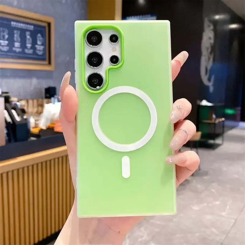 Candy color 2-in-1 phone case, supports Magsafe charging, frosted soft case shock-absorbing protective cover, suitable for Samsung S26 S25 S24 S23 S22 A56 A55 A54 A36 A35 A26 A25 A17 A16 A15 & iPhone case.A195