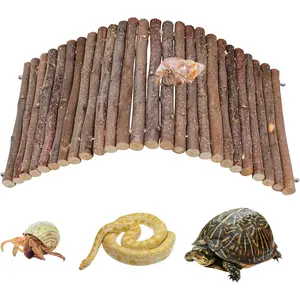 Hermit crab climbing mountain toy, wooden hermit crab hiding place, reptile tank habitat decoration, flexible ladder bridge tunnel toy, suitable for lizards, chameleons, hamsters, mice, chinchillas, guinea pigs, bearded dragons