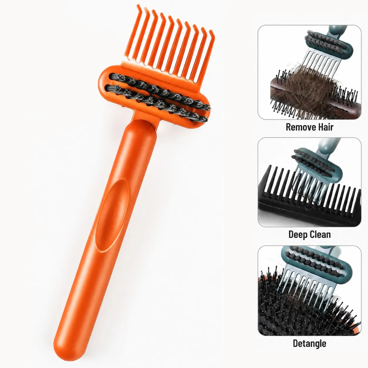 2-in-1 Comb Cleaner Portable Lightweight Compact Hairbrush Cleaner Effective Comb Brush cleaner Mini Effortless Hair Cleaning Tool for Salon Home Use Women Men Makeup Travel, Hairbrush Cleaner and Rake for Removing Hair and Dust