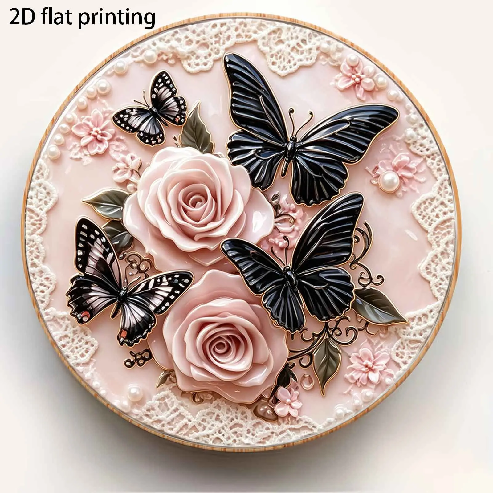 2D Rose Butterfly Lace Pearl Magnet Refrigerator Sticker, Magnetic Wall Decor, Bottle Opener, Home Decoration, Metal Surface Adhesive