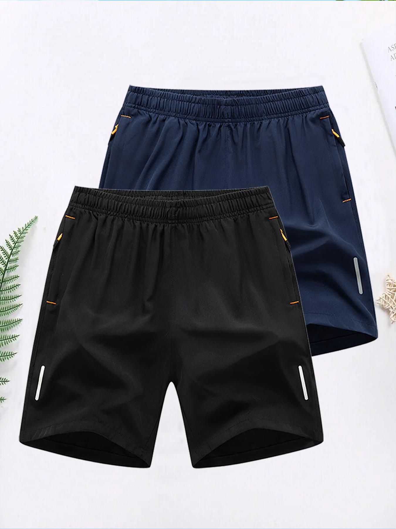 Men's Solid Color Zipper Pocket Shorts,  Casual Comfy Breathable Shorts for Summer, Men's Bottoms for Daily Wear, Casual Shorts Set