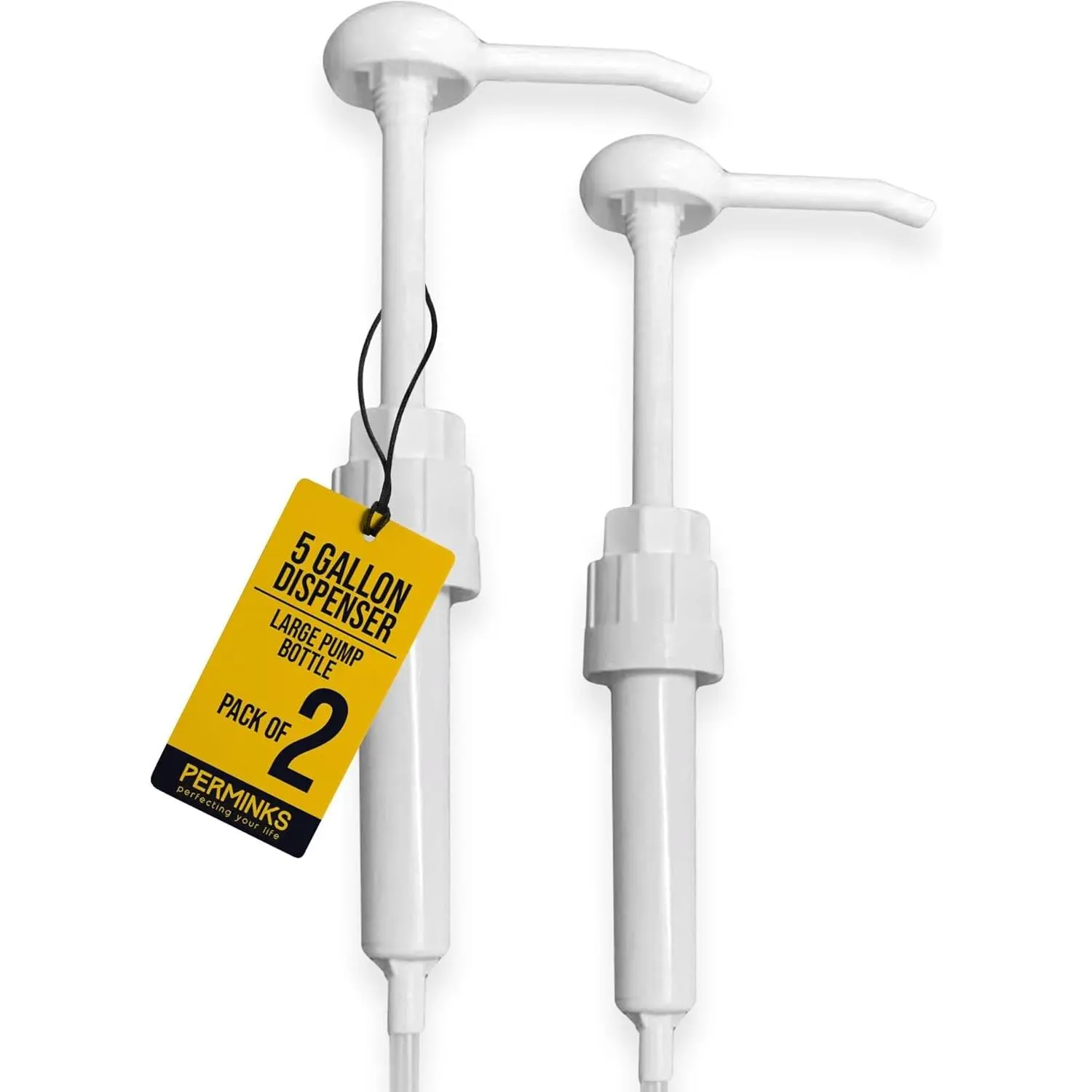 5 Gallon Pump Dispenser - Pump for 5 Gallon Bucket, Jug, Bottle, Large Container - Great for Shampoo & Conditioner, Laundry Detergent, Snow Cone Syrup, Bleach Liquid, Oil & More (Pack of 2)