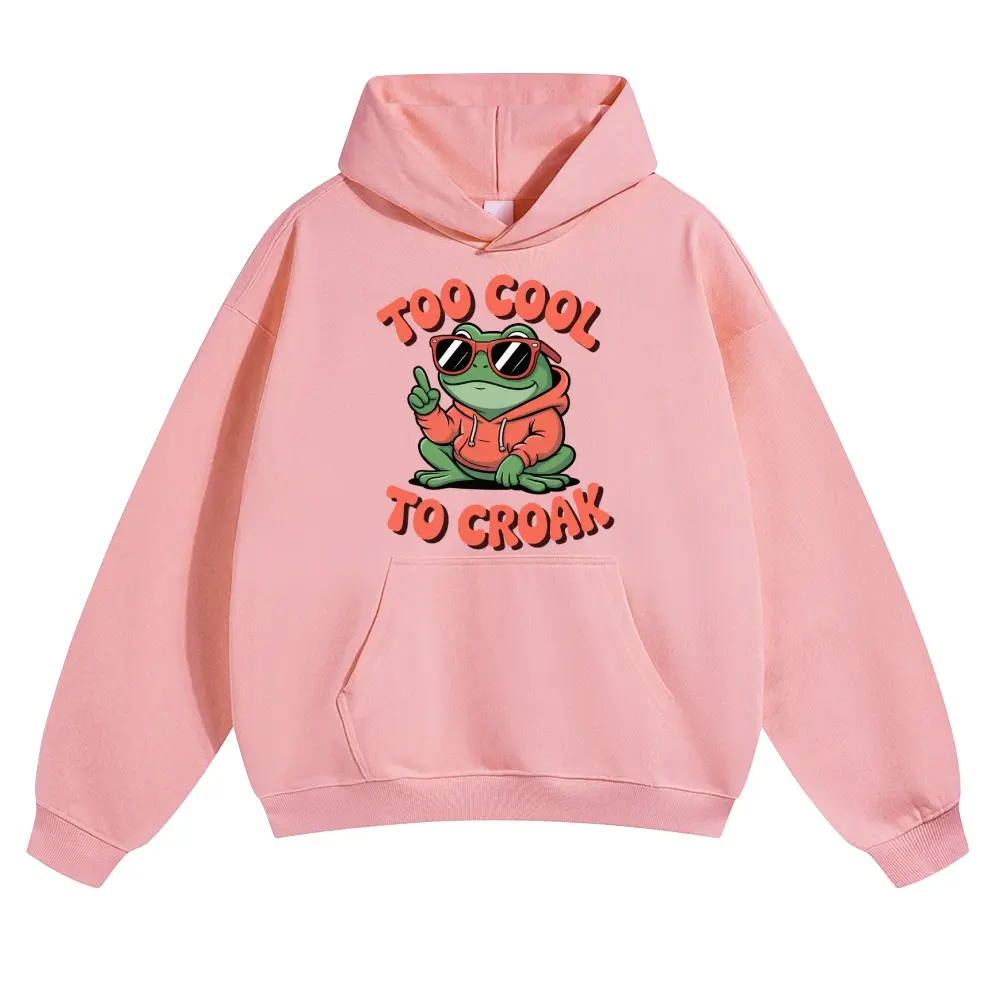 Unisex TOO COOL TO CROAK Cool Frog with Sunglasses Graphic hoodie Personalized Pattern Y2k Clothing Round Neck hoodie,Women's Clothing, Menswear, Top, Vintage Style,Summer Casual Oversized