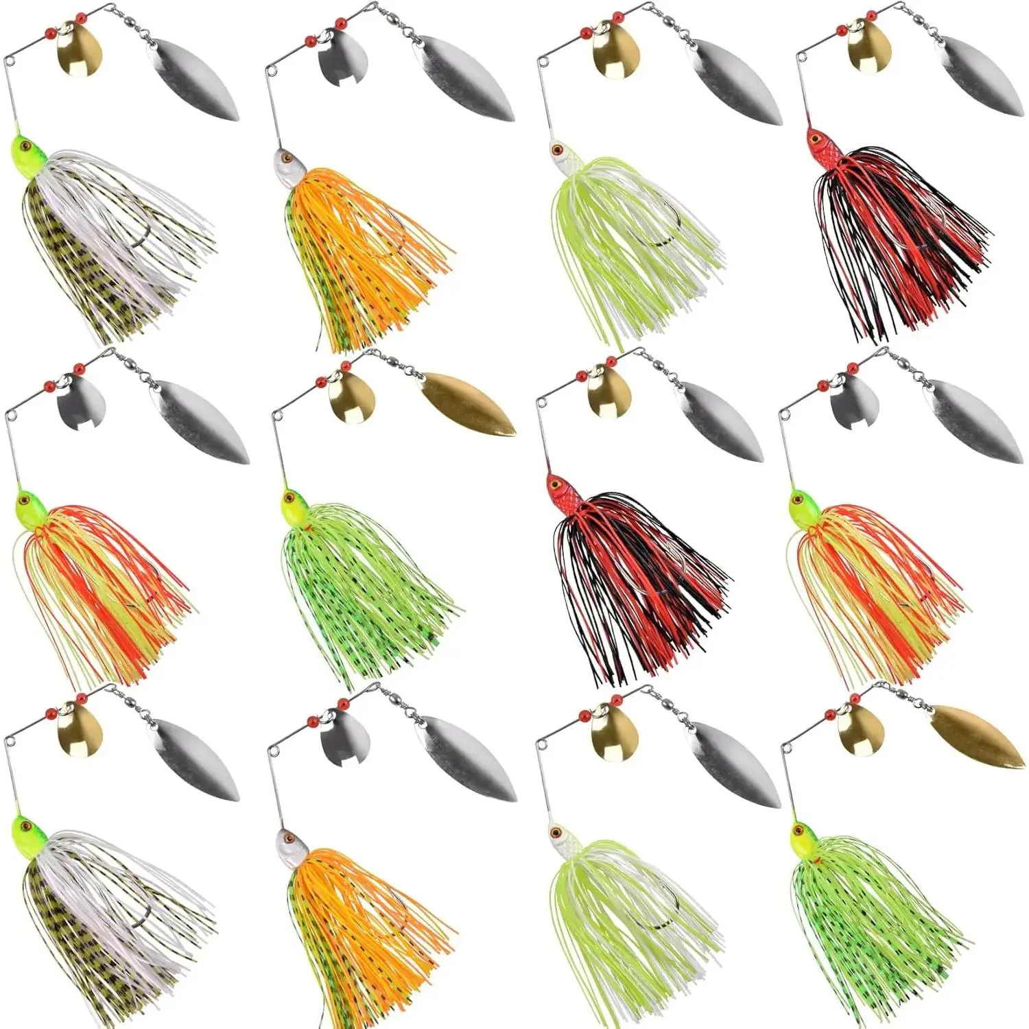 Fishing Lures Spinnerbait, Bass Fishing Lure Spinner Baits Kit Hard Metal Multicolor Buzzbait Spinnerbait Jigs for Bass Pike Trout Salmon Yifanyou Sports