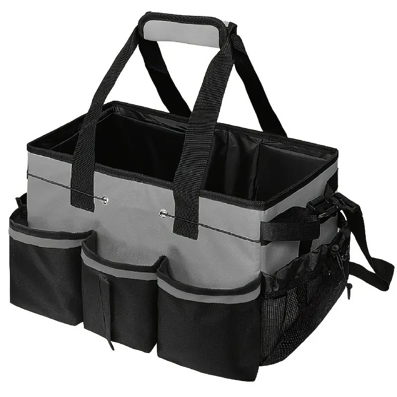 Large Capacity Home Cleaning Multi Purpose Storage Bag, Multifunctional Storage Solution, Waterproof Foldable Organizer with Detachable Dividers and Thickened Handle, Ideal for Home Cleaning and Gardening