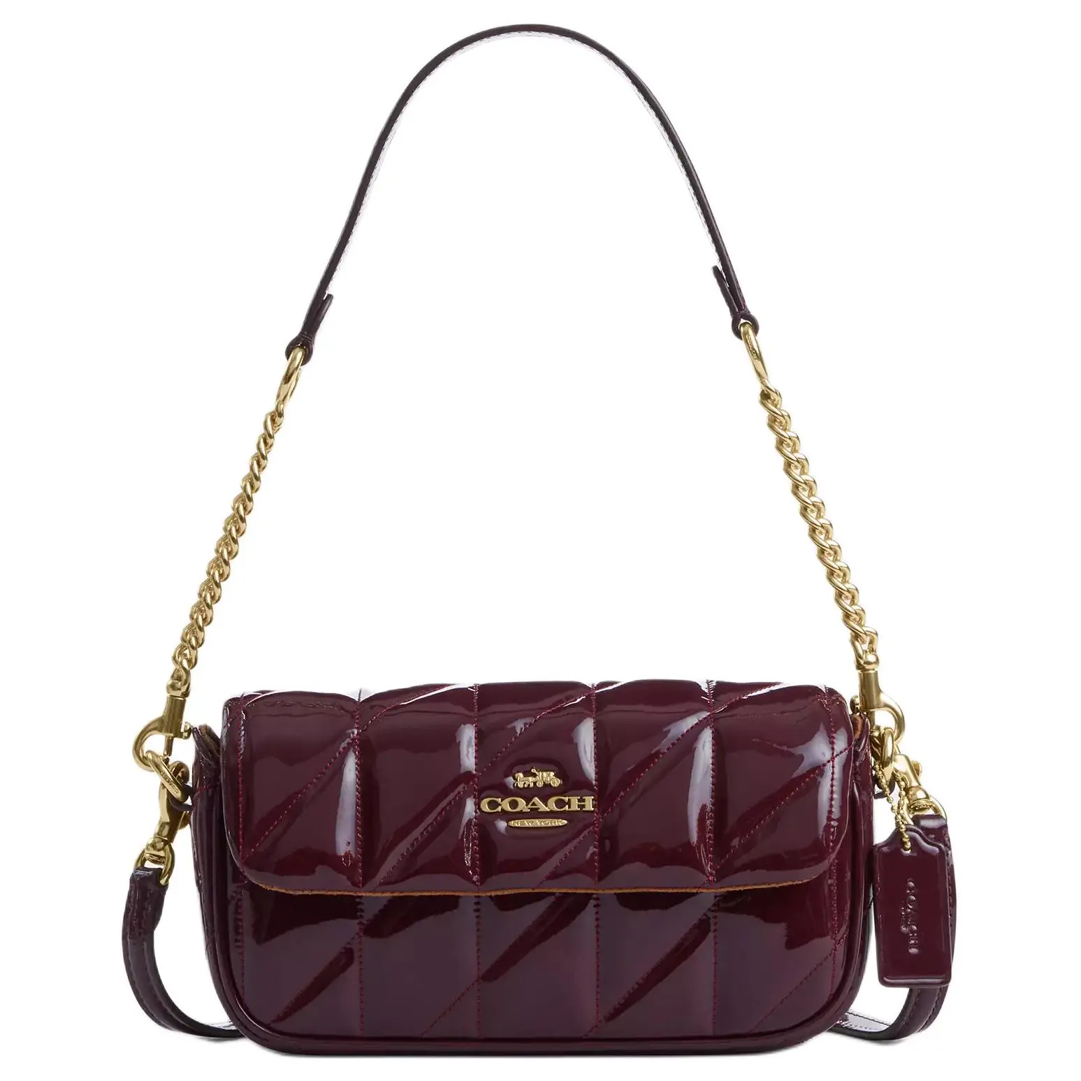 COACH Hailey 20 Embossed Flap Shoulder Bag for Women, Small Size, Deep Burgundy