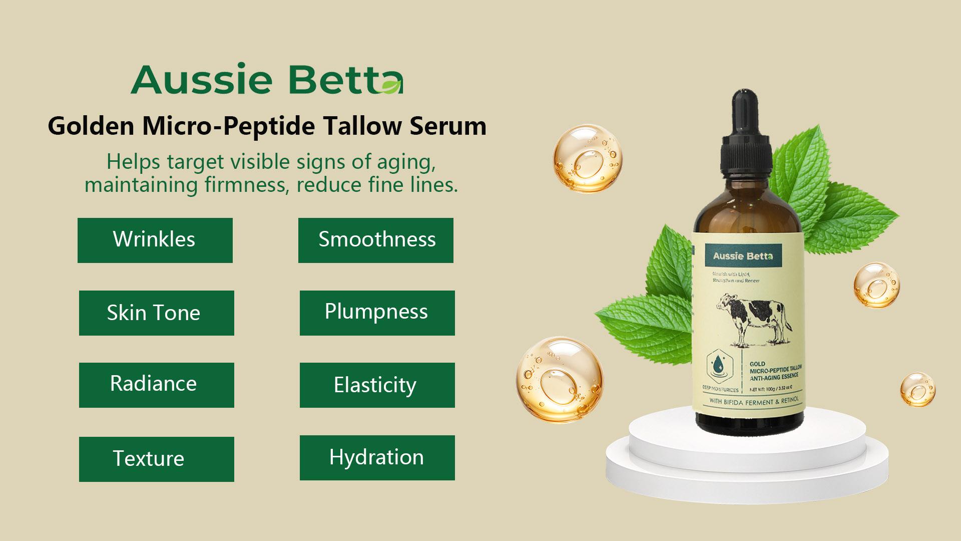 Aussie Betta High Performance Golden Micro-Peptide Tallow Serum & Time-Repair Tallow Revitalizing Cream 100g Anti Aging Collagen Retinol for Fine Lines Dark Spots No Irritation Skin Repair Rejuvenating Aussie Betta High Performance Golden Micro-Peptide Tallow Serum & Time-Repair Tallow Revitalizing Cream 100g Anti Aging Collagen Retinol for Fine Lines Dark Spots No Irritation Skin Repair Rejuvenating
