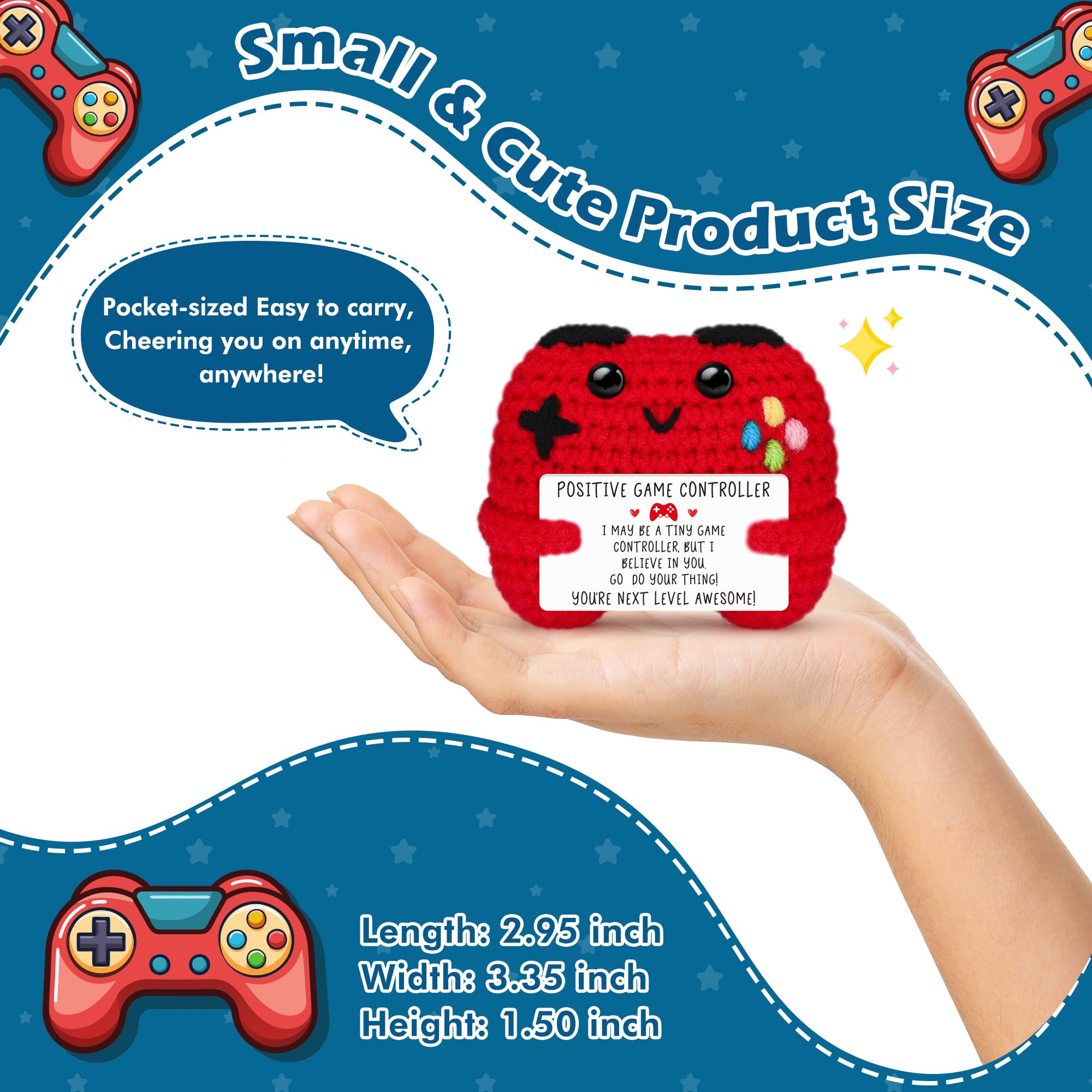 Cute Hand-Knitted Mini Game Controller Plush, Emotional Support Stress Relief Doll, Soft Healing Toy for Christmas Presents Holiday Gifts Birthday Gifts for Women Men Him Teacher Appreciation Gifts, Portable Pocket Companion Decor for Desk Bag Backpack Ke