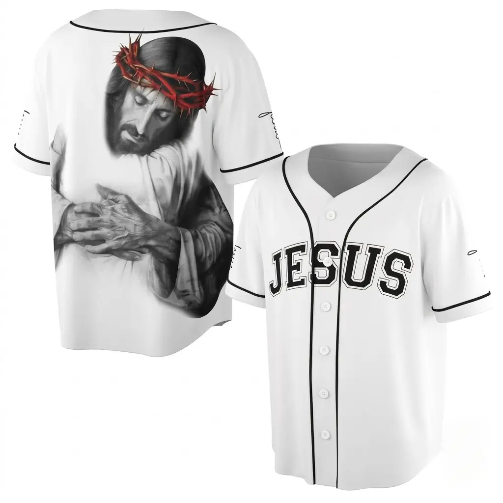 Hug of Jesus God's Love Belive In God Baseball Jersey, Inspirational Religious Gifts