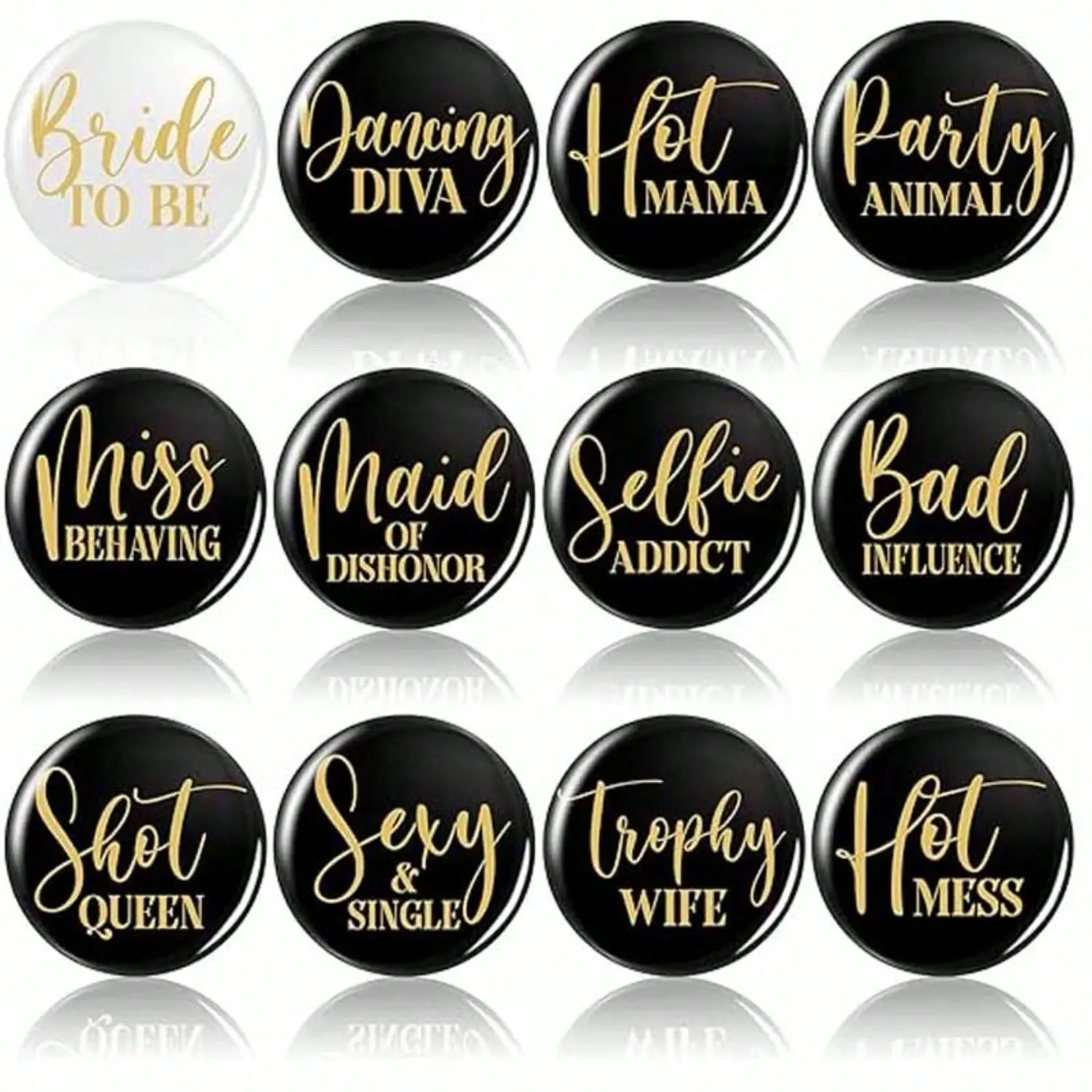 12Pcs Bachelorette Party Badge Pins, Bride-to-Be Badges, Funny Wedding Decor & Bridesmaid Gifts, Perfect for Team Bride, Bridesmaids, Bachelorette Girl Gathering, Engagement and Wedding Prep