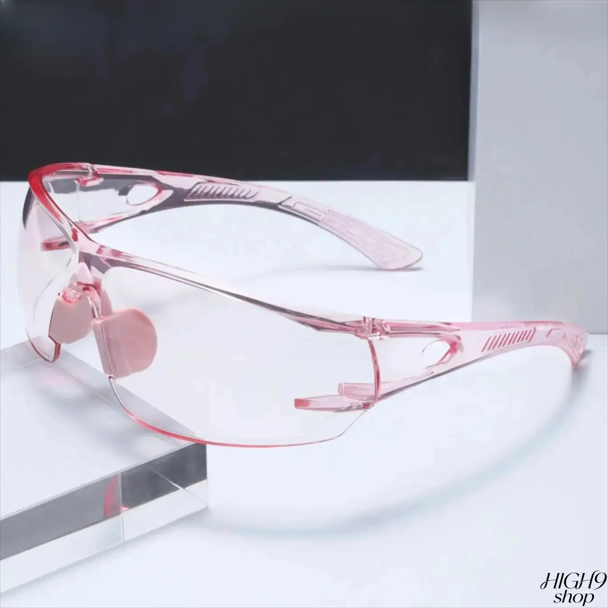 Transparent Pink Rimless PC Safety Glasses 3 Pack, Anti Scratch Lightweight Flat Lens Protective Eyewear, Fashion Casual Clear Frame Eyeglasses For Men Women Indoor Outdoor Daily Summer Use