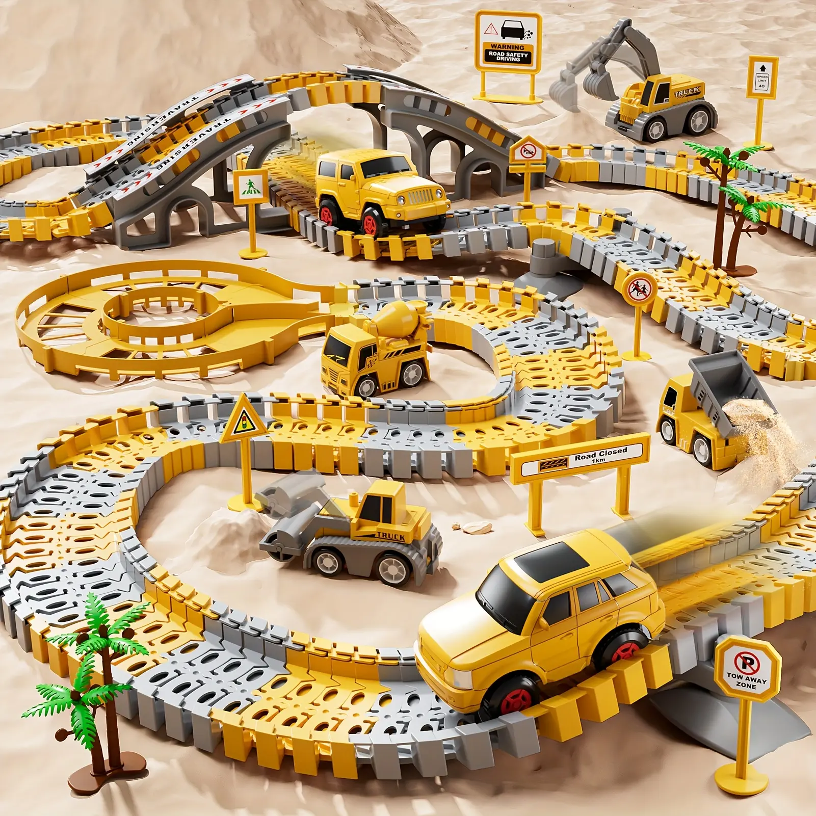 BABY HOME 236pcs Race Track Car Toy Set for Aged 3+, Track Splicing & Racing, Engineering Construction Style Track Racing, STEM Project Preschool Education, Christmas Birthday Easter Gift