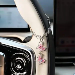 Butterfly Decorative Chain, Car Steering Wheel Decoration, Car Interior Ornament Pendant, Suitable for Women, Stylish Automotive Accessory
