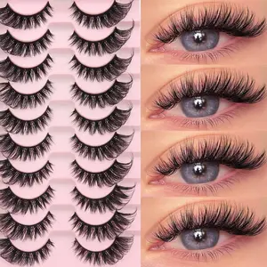 10 Pairs Long Tail Fluffy Lightweight False Lashes, Natural Eye Tail Extension, Easy to Wear, Beginner Friendly, 3D Cat Eye Style, Suitable for All Occasions, Makeup