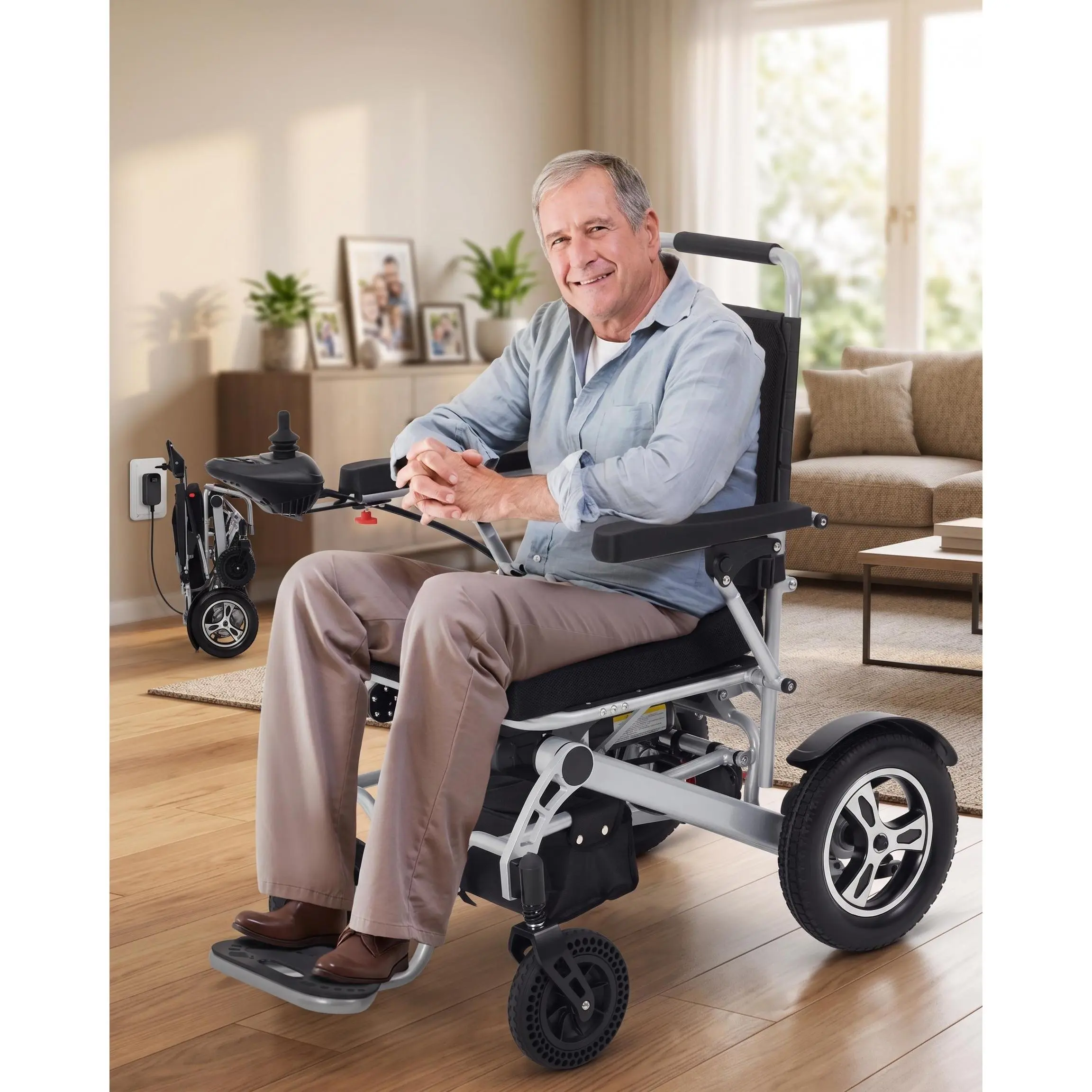 Airline Approved Ultra Lightweight Collapsible Electric Wheelchair, 30 Miles Range 330LB Capacity, Dual 24V 12Ah Batteries All Terrain Mobility Chair