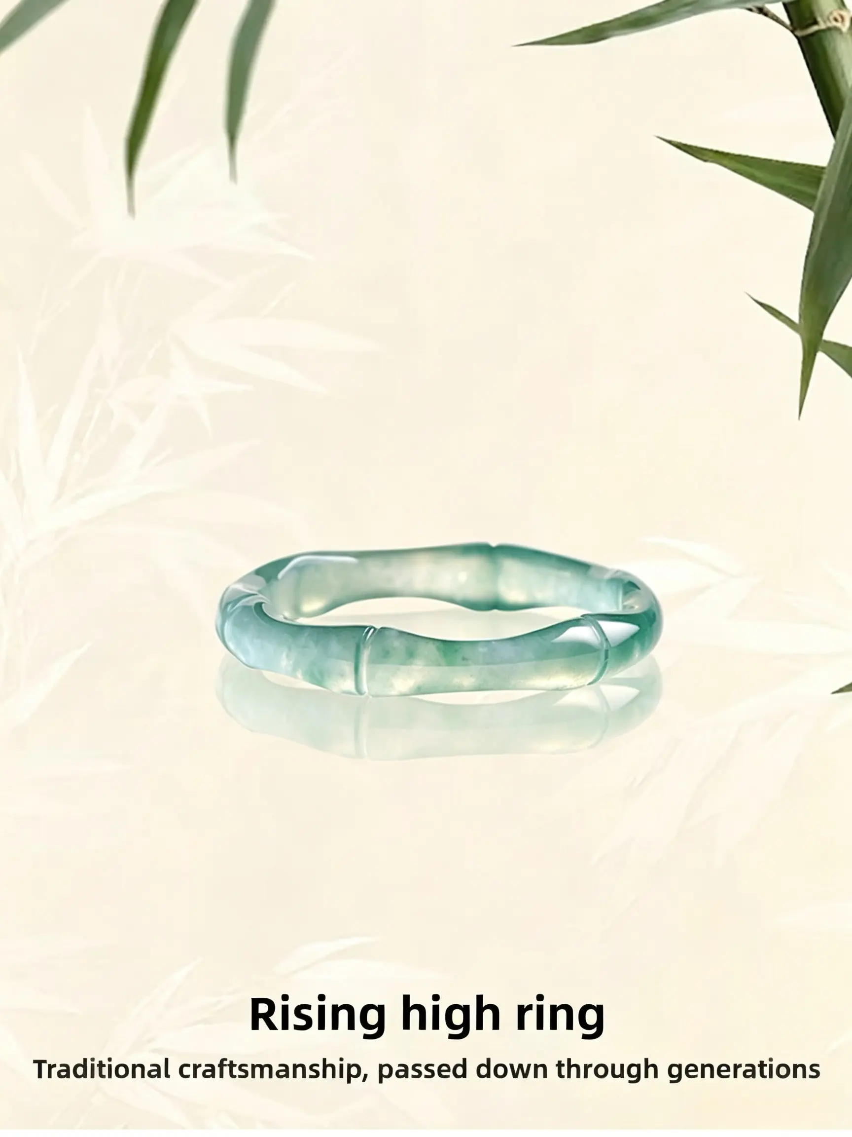 Natural Jade Blue Ring, Bamboo Joint Design, Chinese Style Feng Shui Jewelry, Perfect Gift for Women and Girls