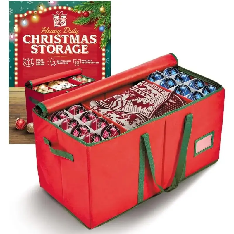 Christmas Ornament Storage Container - Fits 128  Decorations in -Proof Fabric Box