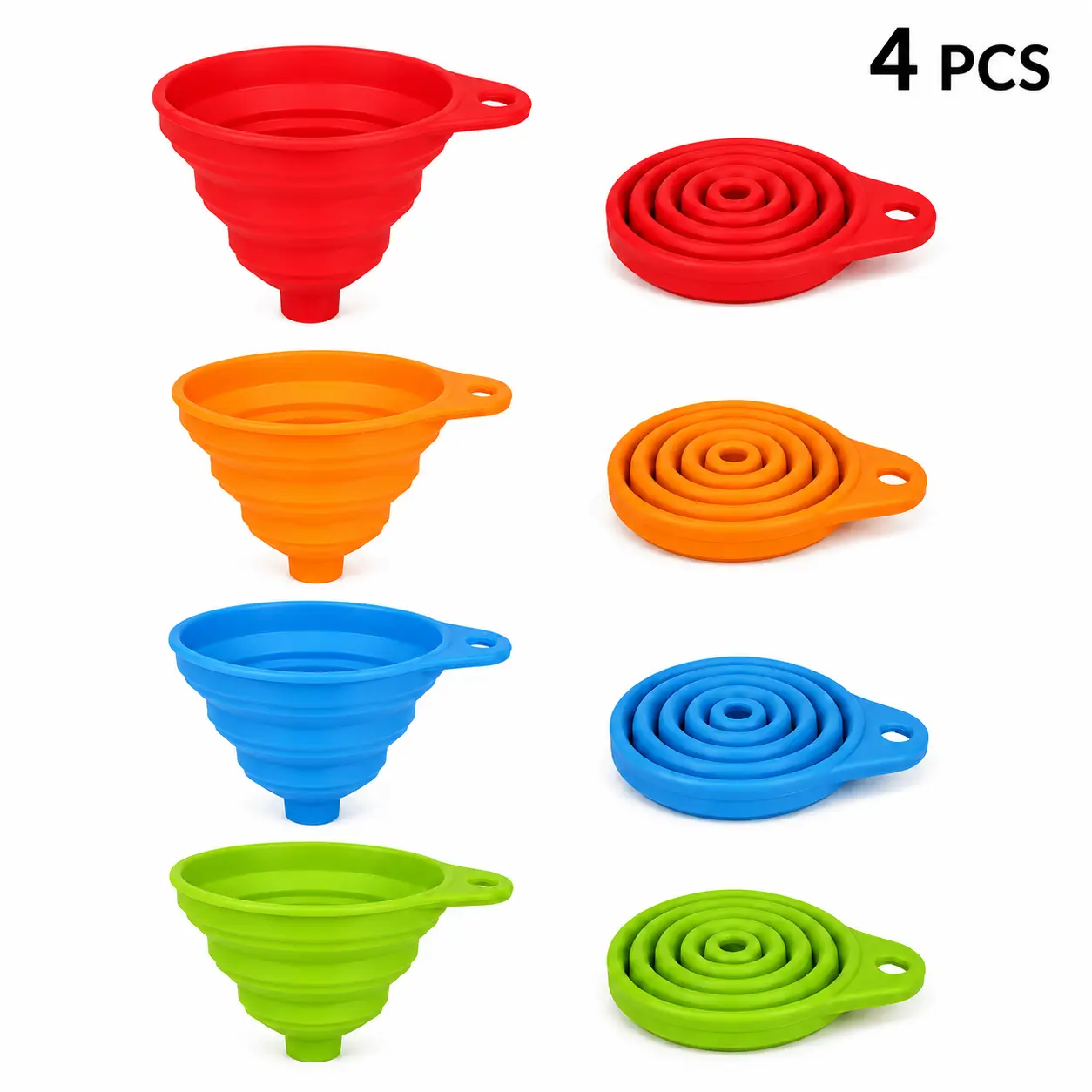 Food-Grade Silicone Convenient Liquid Funnel - Collapsible, Space-Saving Kitchen Gadget for Liquid Transfer to Water Bottles, Small Containers (Camp Kitchen, Sports & Outdoor Camping Hiking Essential),Portable,Strong,single, Compact