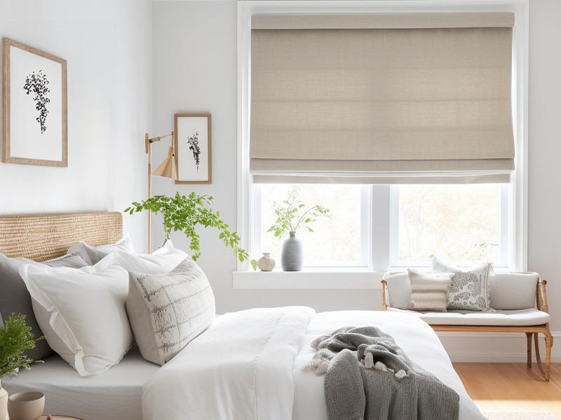 Roman Shades for Windows , Window Treatments , Darkening Shades, 31"W X 64"H , Belgian Flax (Privacy & Light Filtering)