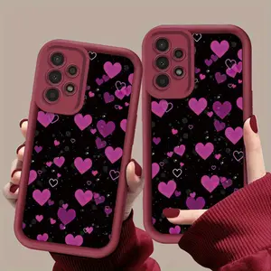 Trendy Polka Dot Rose Red Heart Pattern Cute Pattern iPhone Case for Samsung Galaxy S26 S24 Plus S25 S23 S22 S21 Ultra FE S24+ Note20 A54 A53 A52 A36 A35 A34 A33 A17 A16 A15 A14 A13 Soft Gel Cover with Camera Protection, Gift for Her