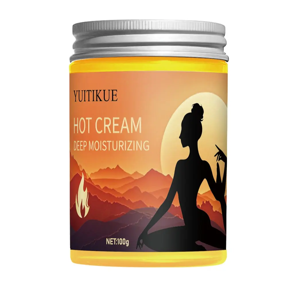 Yuitikue Heating Massage Cream 100g, Turmeric Mint Hyaluronic Acid Formula, Moisturizing and Firming Body Care, Non-Sticky Texture