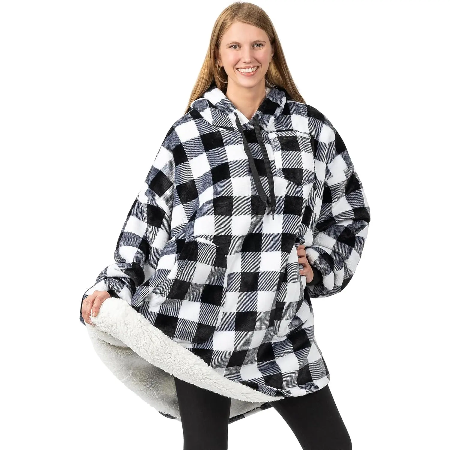 Blanket Hoodie for Women, Sherpa Wearable Blanket Men,  Sweatshirt Blanket, Fleece Hooded Blanket Sweater