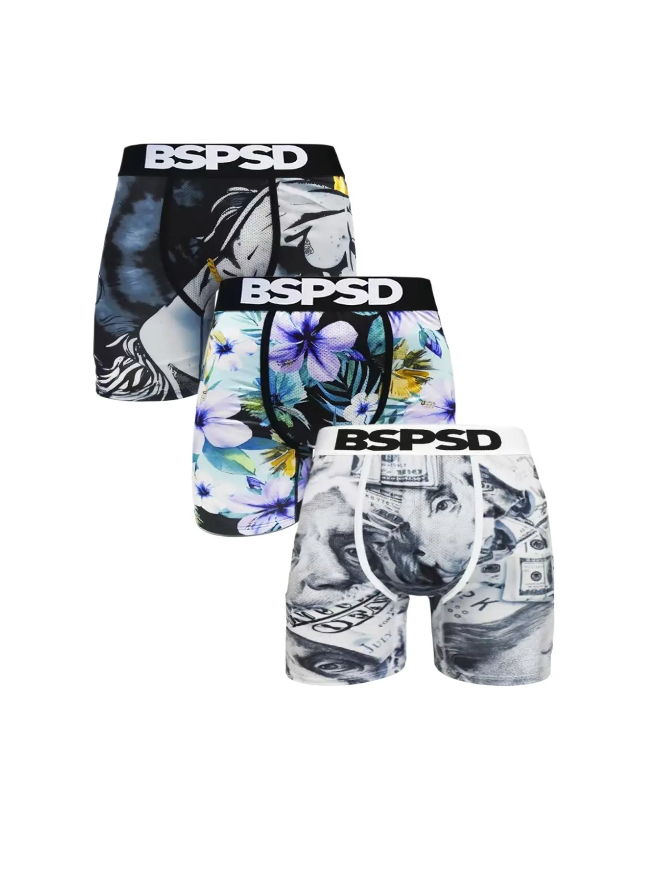 Men's Soft Breathable Digital Print Boxers Briefs, Soft Stylish Brief, 3-Pack, Skin-Friendly Fabric, Ideal for Sports & Casual Wear, Fashionable & Trendy, Underwear