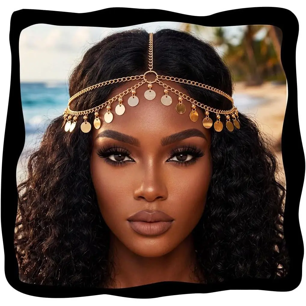 Sequin Boho  Chain   Headpiece Hair Chains Festival Costume Headband Hair Accessories for Women