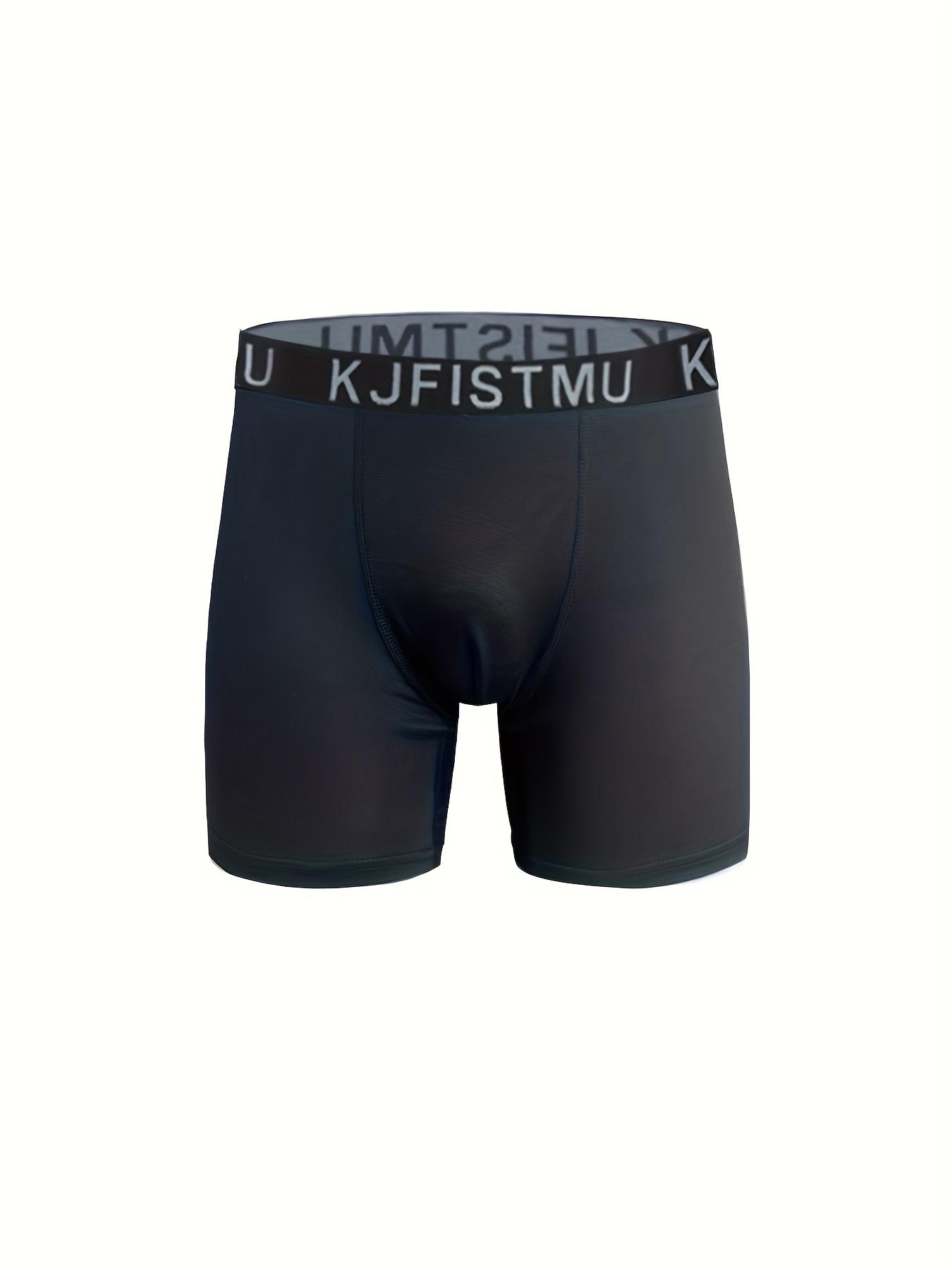 Set Of 4 KJFISTMU Men's Solid Color Simple Sport Basic Boxer Briefs, Quick Dry, Breathable Polyester & Super Stretch, High Stretch Knit Fabric, Elastic Waistband, Everyday Comfortable Underwear for Running & Fitness