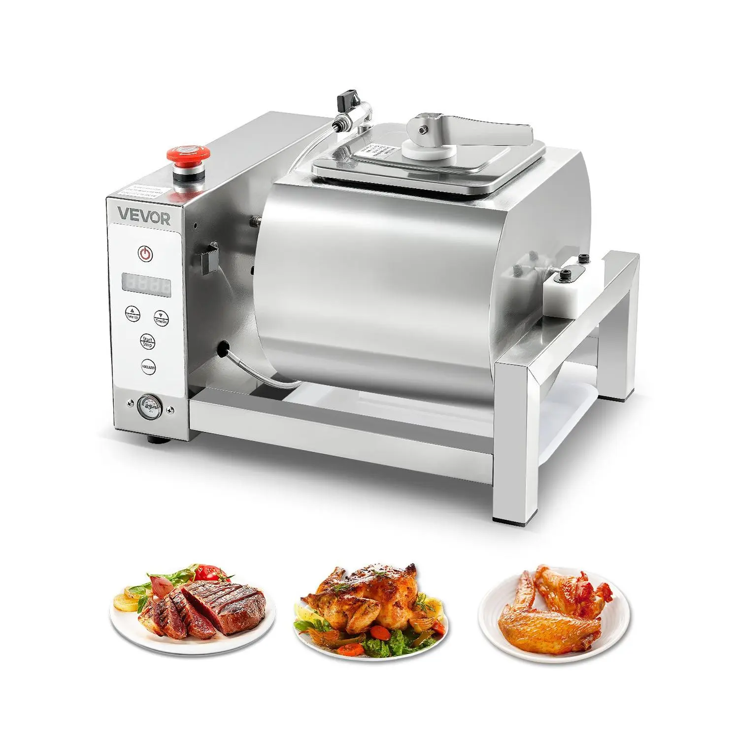 VEVOR Meat Tumbler Marinator, 10L Vacuum Tumbler Marinating Machine with Automatic Bidirectional Rotation, Stainless Steel Vacuum Curing Machine for Chicken Steak Pork, Home & Commercial Use