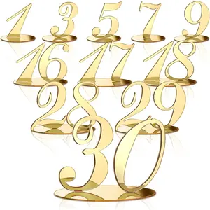 30 count  Table Numbers Wedding Table Numbers for Reception  Banquets Tables Number with Stand Holder Elegant Mirror Tables Number for Wedding Party Birthday Anniversary Event Catering Decor