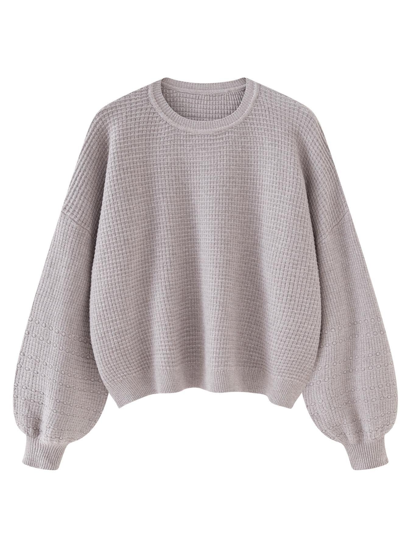 Women's Oversized Lantern Sleeve Crew Neck Pullover Sweater, Casual Loose Knit Jumper Top, Autumn & Winter Clothes