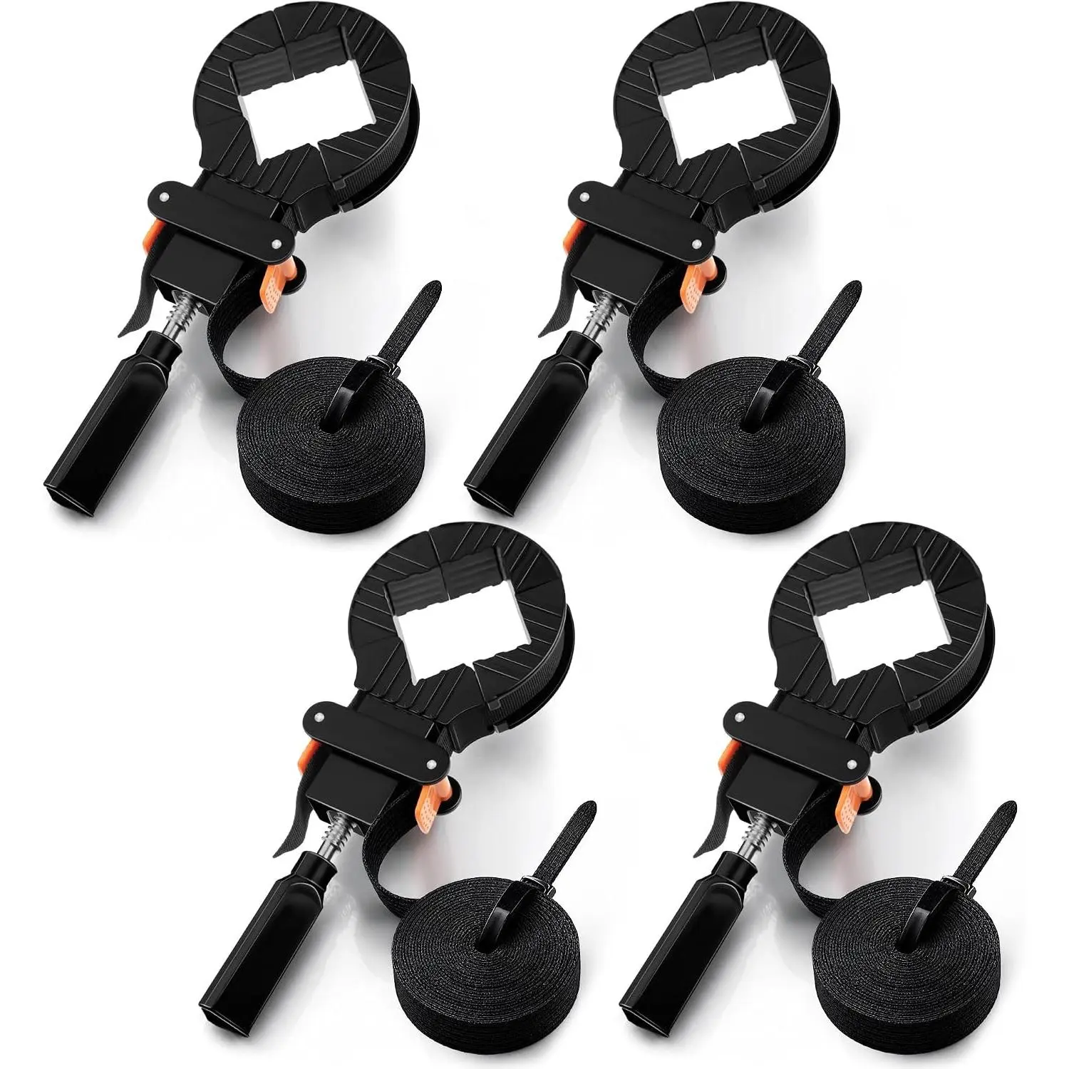 13 FT Belt Band Strap Clamps for Woodworking, Quick Release Band Clamps with 4 Corner Claws, Thick and Sturdy Belt Clamp, Adjustable Picture Frame Clamp Tool(4 Pack)