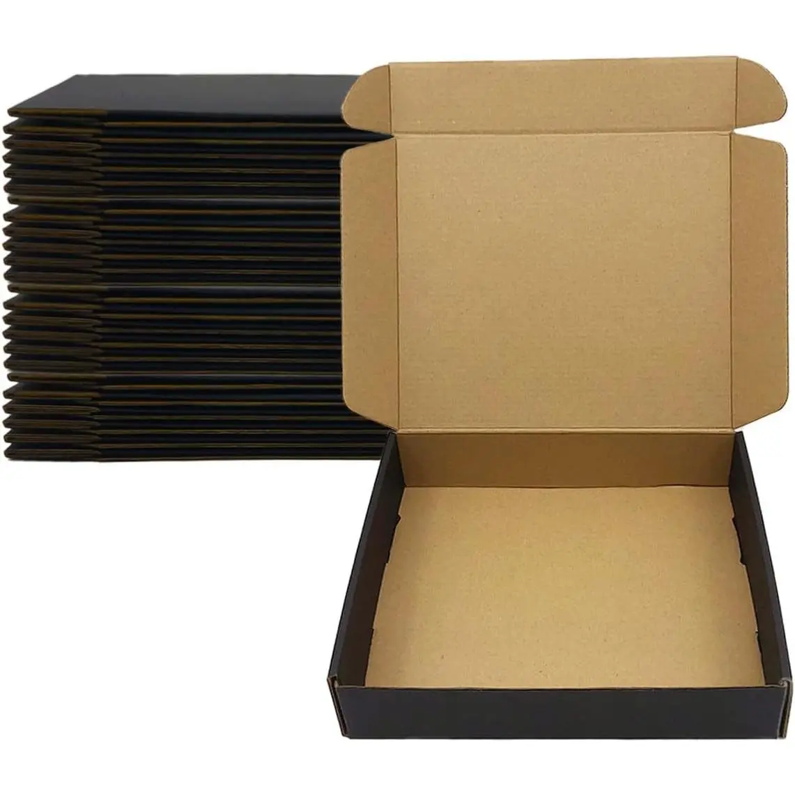 24 Pack 13x10x2 Inches Black Shipping Boxes, 3 Layers Corrugated Cardboard Box, Mailer Boxes for Packaging Mailing Gifts Digest Book Giving ProductsWrap Boxes with Lids (13''x10''x2'')