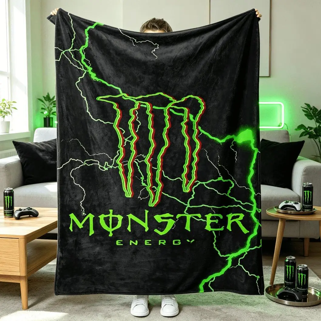Energy Claw Mark M Pattern Flannel Blanket, Soft Cozy Throw Blanket, Lightweight Warm Flat Velvet Style Blanket for Sofa Bed Bedroom Office Home Decor, Adult & Kids Gift