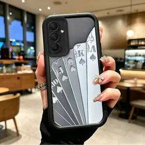 Samsung GALAXY S26 Shockproof Smartphone Case - JT04644 Silver JQKA Spade Cards Arrayed TPU Soft Silicone with Celestial Eye Layer, Durable Polycarbonate Protection, Mobile Phone Accessories for Handheld Cellphone Devices