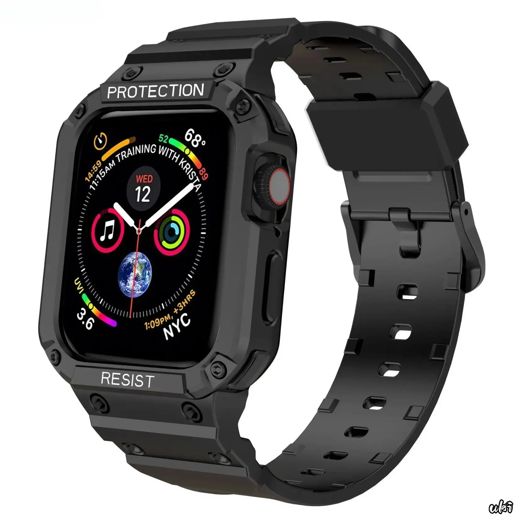 Rugged 2-in-1 Integrated TPU Case + Band for Apple Watch, Shockproof Sport Strap for Series 1–11/Ultra/SE (38–49mm)