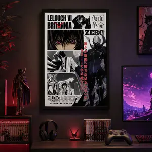 Code Geass Anime Poster - Lelouch Vi Britannia Lelouch Lamperouge Anime Art Print Anime Gifts, Canvas Wall Art Print, Japanese Anime Room Decor for Bedroom Dorm Gaming Room Office, Manga Wall Art Poster, Gift for Anime Fans