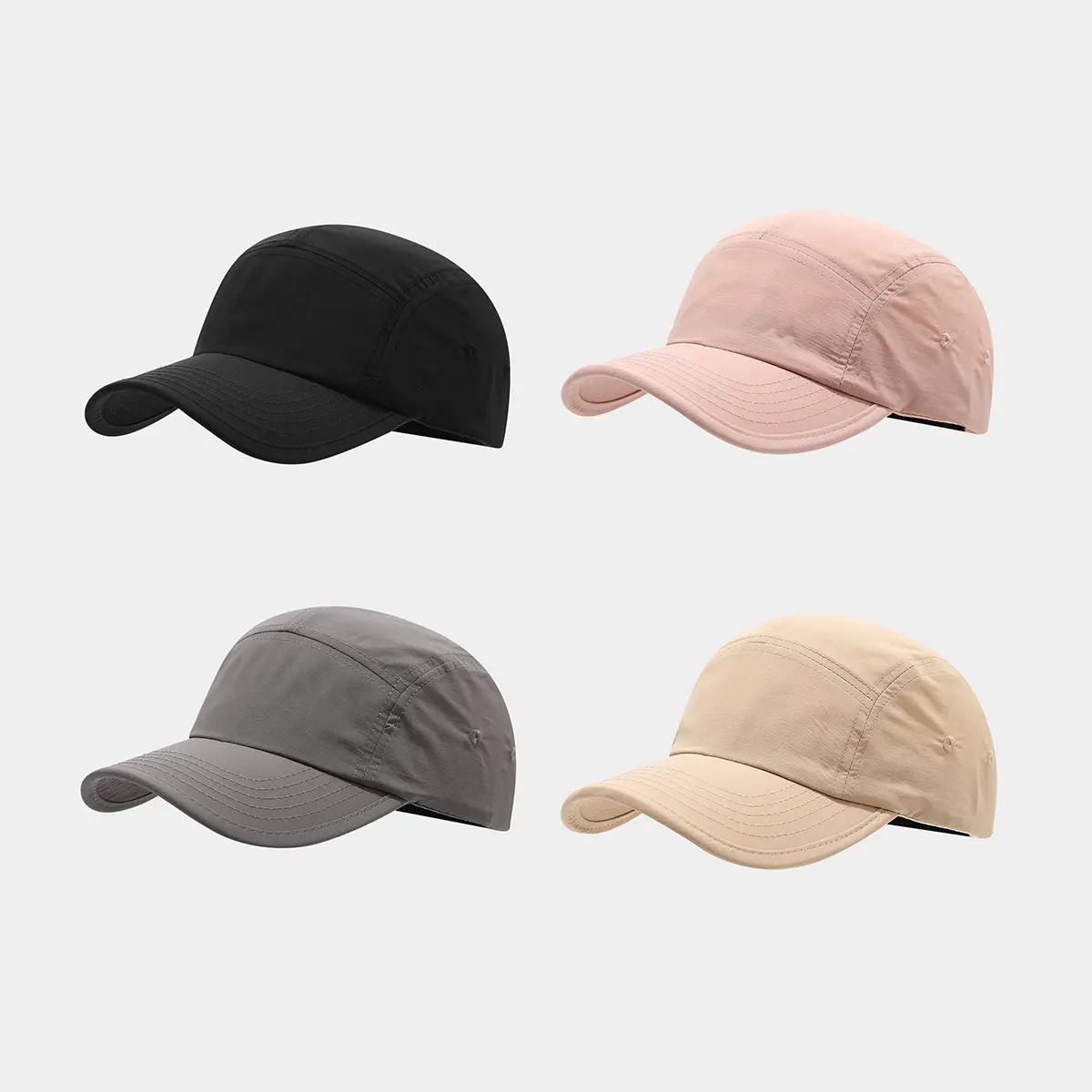 Multi-Panel Nylon Camper Hat, Waterproof & Adjustable Flat Bill Cap for Men and Women, Casual Gorpcore Streetwear, Casual Sports Hat, Unisex Wear, Nylon Panel, One Size