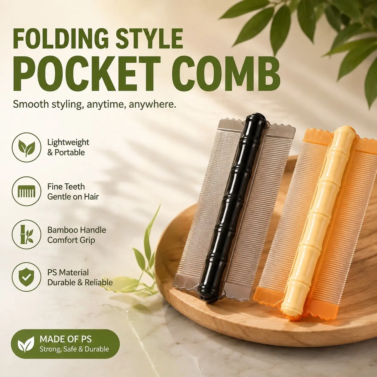 Fine Tooth Lice Comb, Double Sided Nit Removal Comb with Bamboo Handle, Scalp Cleaning Comb for Adults & Kids-YY2