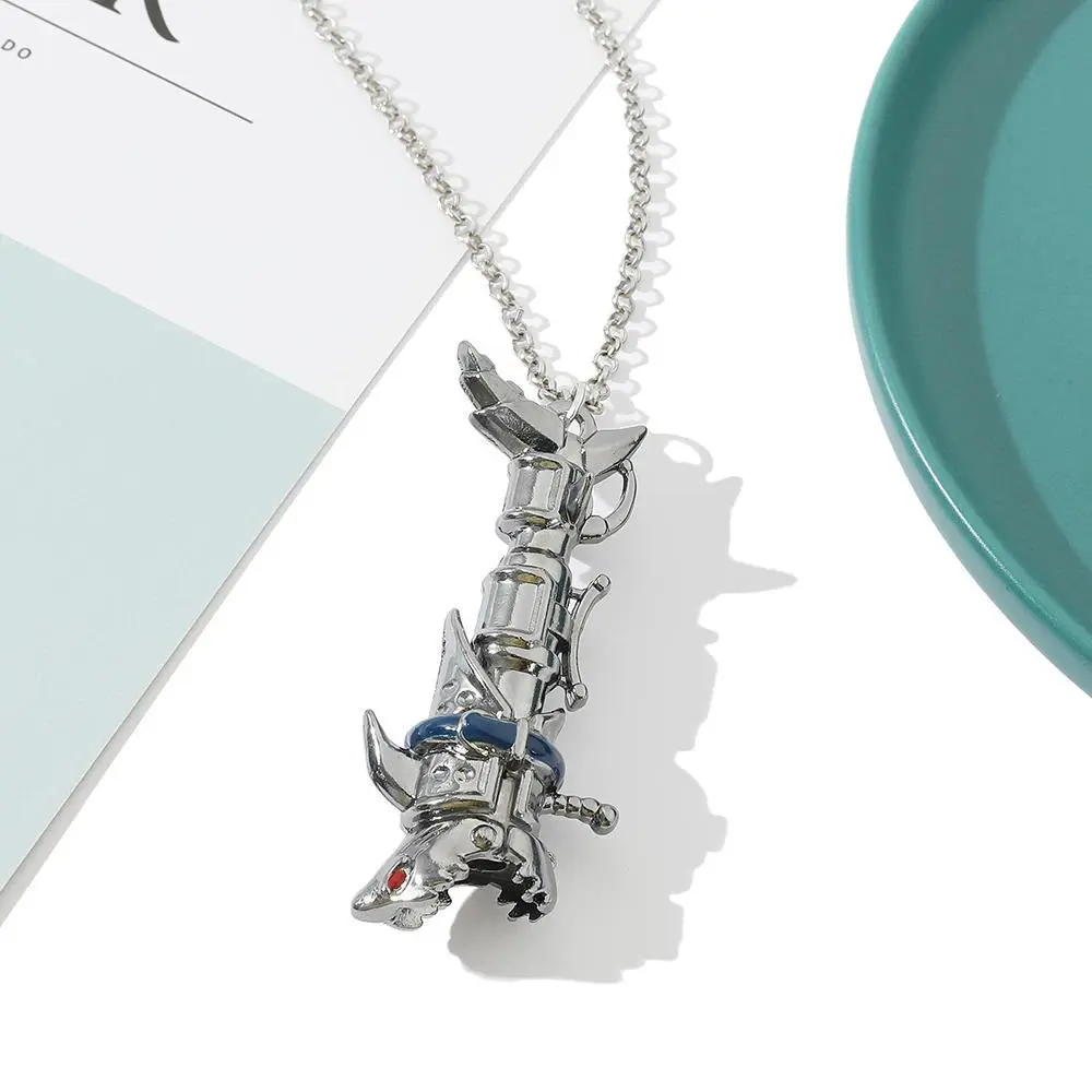 Arcane Jinx Anime Cannon Sharkbone Metal Pendant Necklace Game Theme Jewelry for Anime Fans Peripheral Accessories