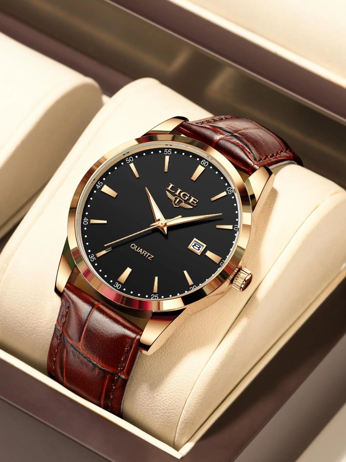 Men's Business Round Dial Analog Quartz Watch, Fashion Luminous Pointer Watch for Party, Daily Decor, Trendy All-match & Exquisite Watch for Birthday Gift with Box, Fashionable Stylish Watch, Analogue Quartz Watch