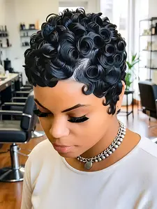 Short Pixie Cut Wigs, Human Hair Curly Lace Front, Natural Hair, 13x4 Lace Wigs for Women, Stylish and Comfortable