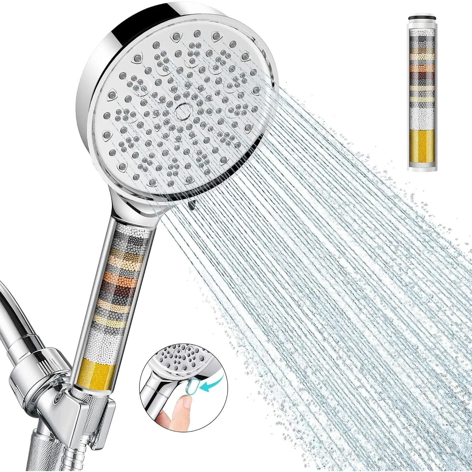 Filtered Shower  with Handheld, Water Softener for Hard Water | High  6  Mode Shower  with Filters - Remove Chlorine and Harmful Substances - Reduces Dry Itchy , Chrome