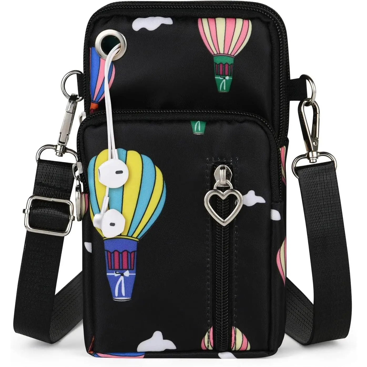 Small Crossbody Wallet Phone Bag, Nylon Cell Phone Purse, Travel Crossbody Bag Cell Phone  Bag Arm Bag Mini Wallet Purse, with Headphone Port (Balloon)
