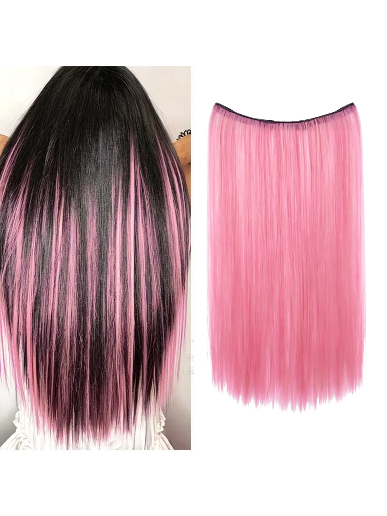22-inch colorful long straight hair extensions, 4-clip all-in-one hairpiece, seamless and invisible, ultra-lightweight, synthetic hair extensions, Artificial hair extension, perfect for women to wear at parties, various holidays