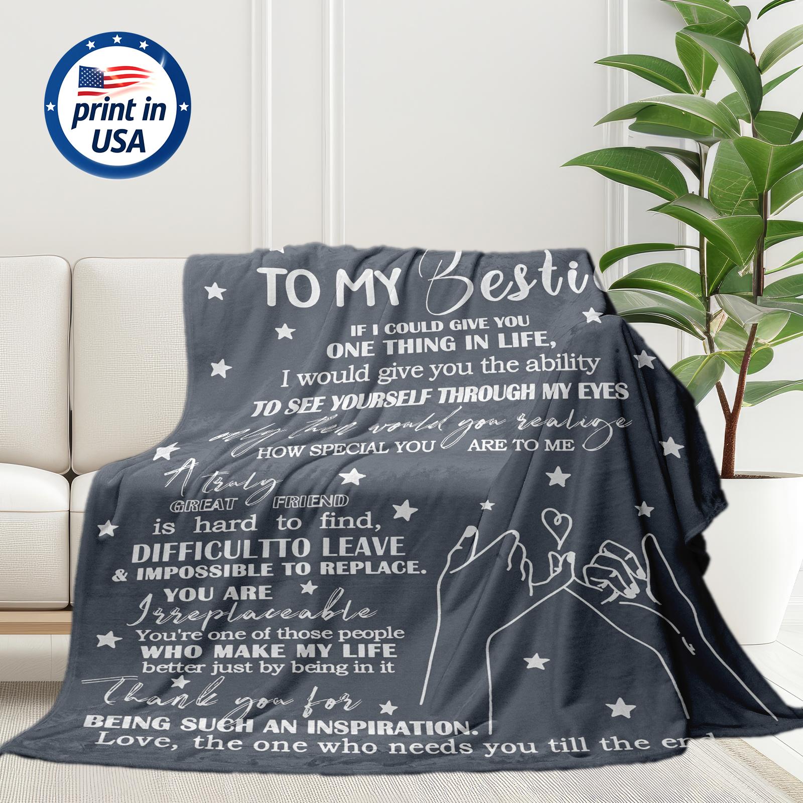 To My Bestie Inspirational Quote Flannel Throw Blanket 280GSM Ultra Soft Cozy Warm Blanket for Best Friend Gift Bed Sofa Car Travel Camping Birthday Christmas Holiday Anniversary