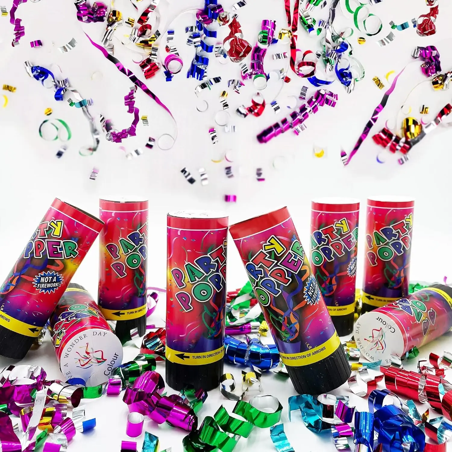 5 Pack Multicolor Confetti Cannons,Handheld Confetti Cannons, Party Decor for Birthday, Graduation and New Year Celebrations, Party Supplies