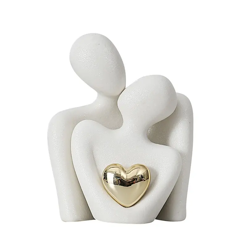 2 Pcs Mini Hugging Couple Ceramic Statue, Abstract Lover Figurine, Modern Minimalist Sculpture, Home Decor, Romantic Ornament, Decorative Ornaments, Ceramic Ornaments, Perfect Gift
